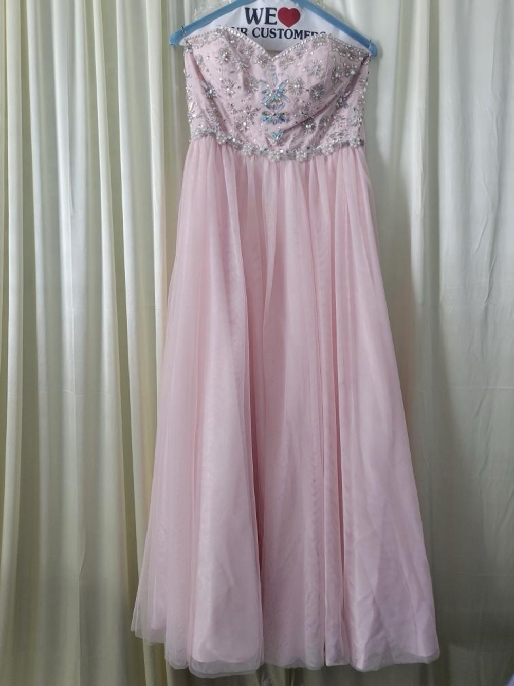Masquerade Pale Pink Strapless Beaded Gown
